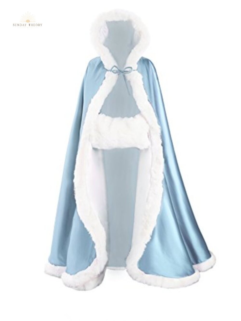 Reversible Hooded Wedding Cape Cloak Fur Trim with Free Hand Muff